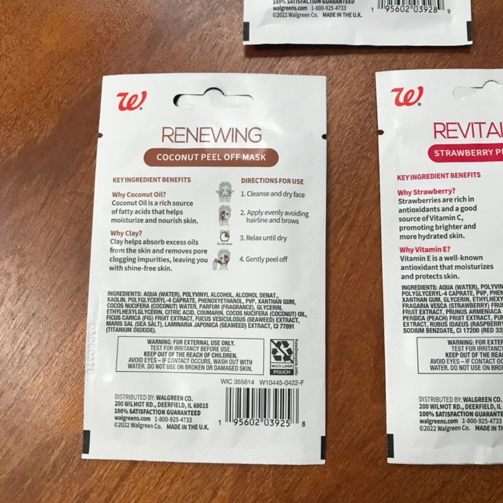 Walgreens Revitalizing/Detoxifying/Renewing Peel Off Masks Bundle 6 pack New